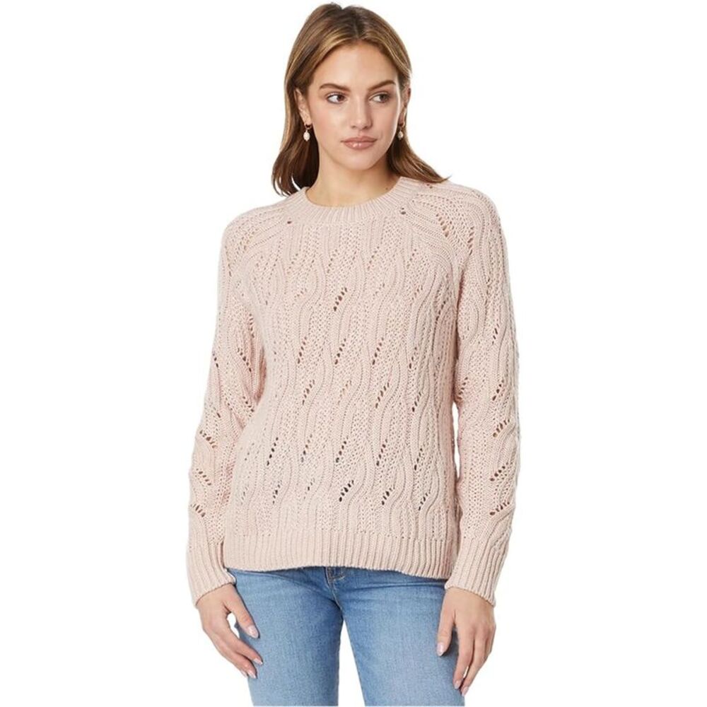 Lucky Brand Womens Glitter Cable Knit Pullover Sweater, Beige, L, DM